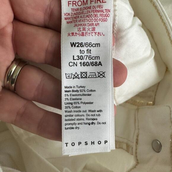 2/$30 Topshop Moto Jamie Jeans High Rise Skinny Cropped Stretch White W26 #9236 - Picture 9 of 12